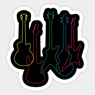 Colored guitars electric acoustic classical Sticker